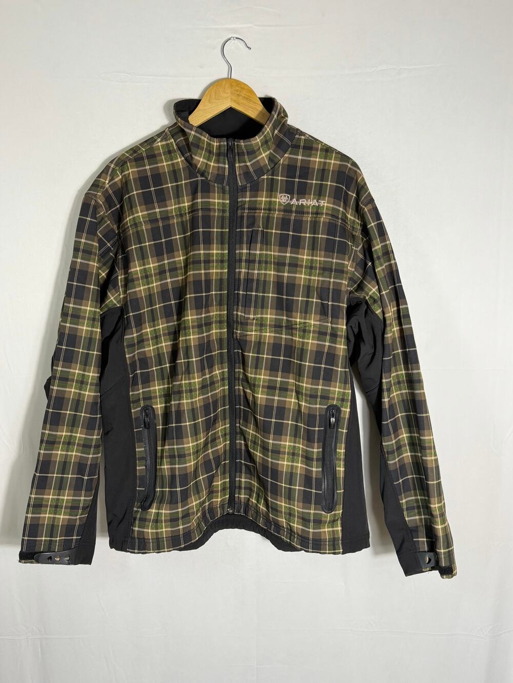 Ariat Plaid Softshell Jacket XXL Green Black Tan Equestrian Riding Coat